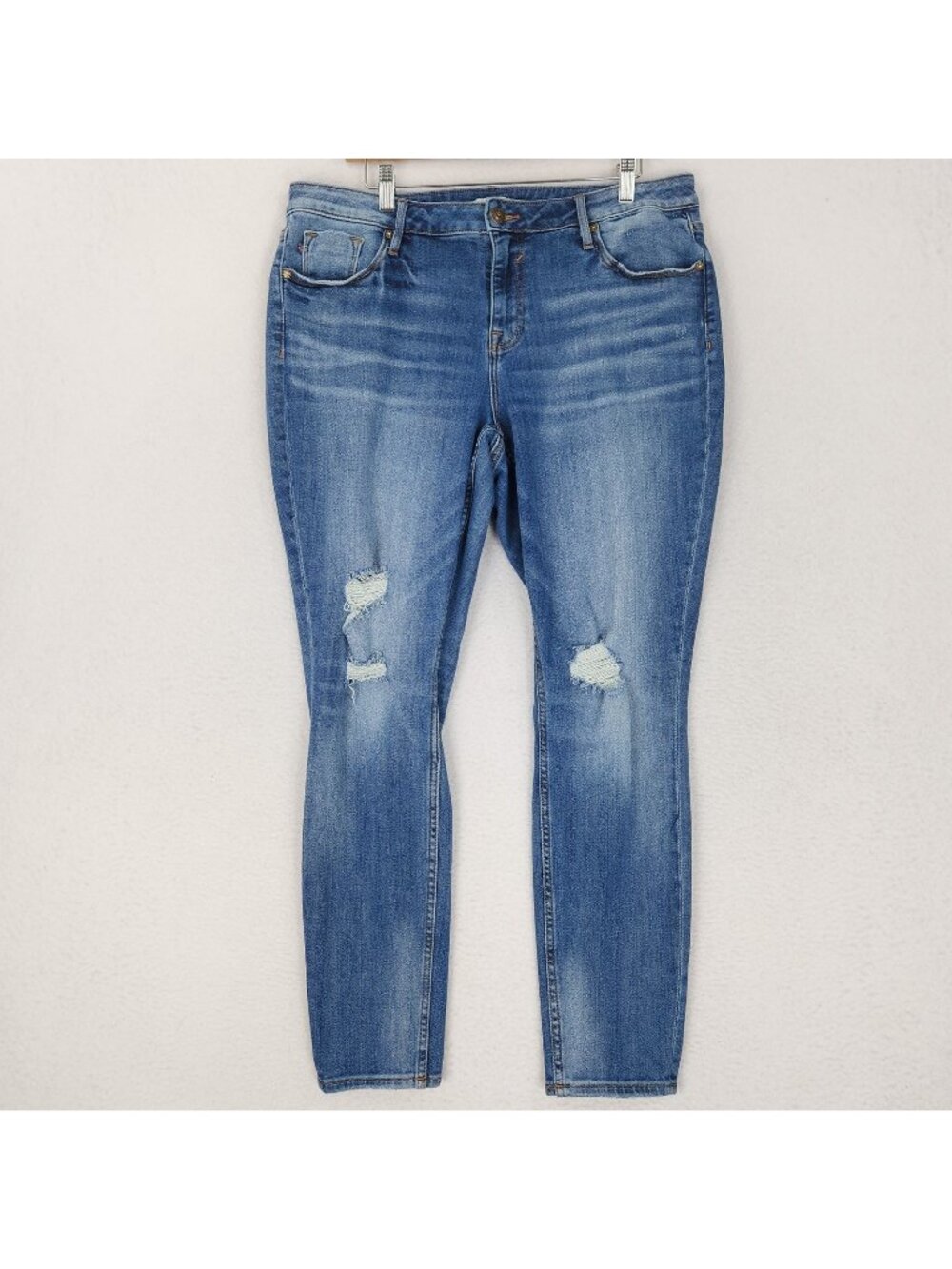 Vigoss Jeans Womens 16 Blue Jagger Skinny Mid Rise Distressed Stretch Denim